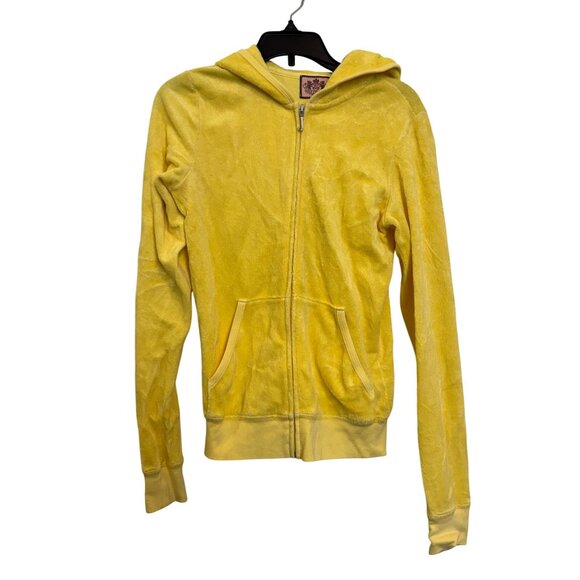 Vintage Y2K Juicy Couture Velour Hoodie Women’s Small Yellow Cotton/Poly Blend - Picture 1 of 6